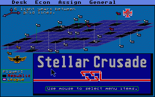 Stellar Crusade (Atari ST) screenshot: Main map screen