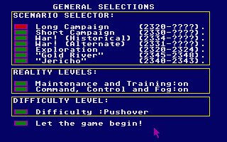 Stellar Crusade (Atari ST) screenshot: Game options
