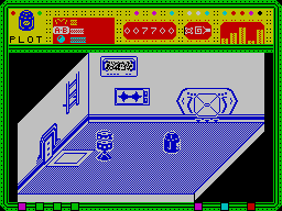 The Fifth Quadrant (ZX Spectrum) screenshot: PLOT dealing with 2 robots