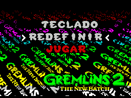 Gremlins 2: The New Batch (ZX Spectrum) screenshot: Game menu