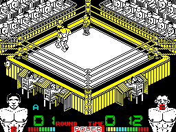 Poli Díaz (ZX Spectrum) screenshot: Both boxers are landing punches