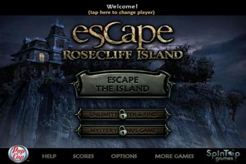 Escape Rosecliff Island (iPhone) screenshot: Title / main menu