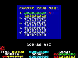Platoon (ZX Spectrum) screenshot: Got hit