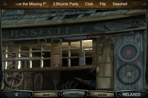 Escape Rosecliff Island (iPhone) screenshot: Boat House - objects (zoomed)