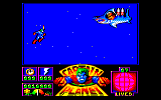 Captain Planet and the Planeteers (Amstrad CPC) screenshot: Fighting Looten Plunder