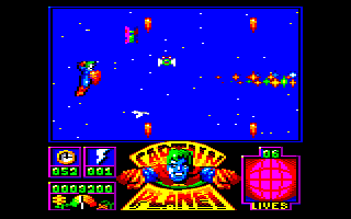 Captain Planet and the Planeteers (Amstrad CPC) screenshot: Enemies explode into a shower of hearts.