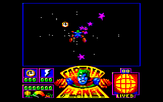 Captain Planet and the Planeteers (Amstrad CPC) screenshot: Collect the clock symbols to gain more time for the next mission.