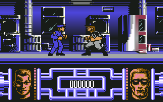 Terminator 2: Judgment Day (Commodore 64) screenshot: Fist fight against the T-1000