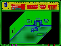 The Fifth Quadrant (ZX Spectrum) screenshot: PLOT and robot