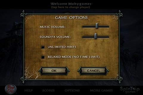 Escape Rosecliff Island (iPhone) screenshot: Options