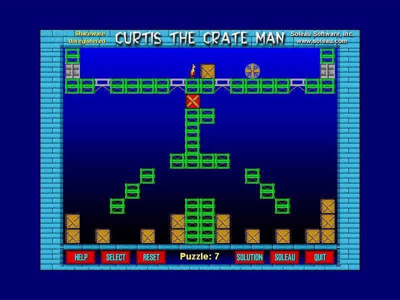 Crate Man (Windows) screenshot: This is puzzle seven - the last of the shareware puzzles