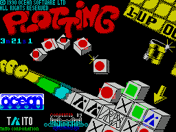 Plotting (ZX Spectrum) screenshot: The load screen then displays and counts down until the game is loaded.