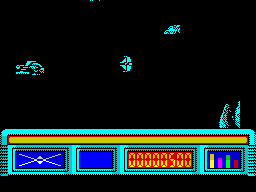 X-Out (ZX Spectrum) screenshot: Start of the game. Its underwater and there's no time to explore - the shooting starts immediately