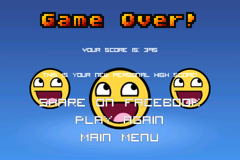 Mega Fill-Up (iPhone) screenshot: Game Over screen