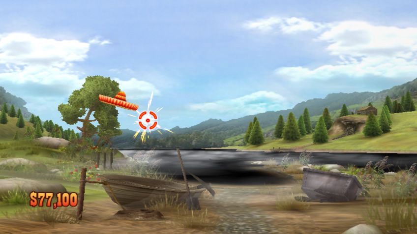 Wild West Guns (Wii) screenshot: Shoot sombreros out of the air.