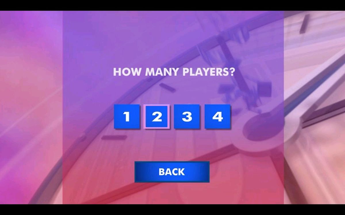 Countdown: DVD Game (DVD Player) screenshot: Player selection. Before playing either game the number of players MUST be specified