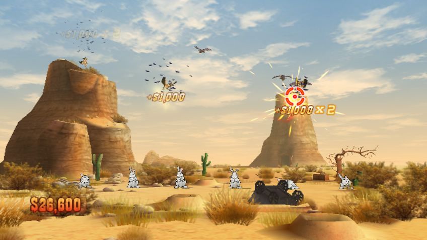 Wild West Guns (Wii) screenshot: Defend the bunnies against vultures