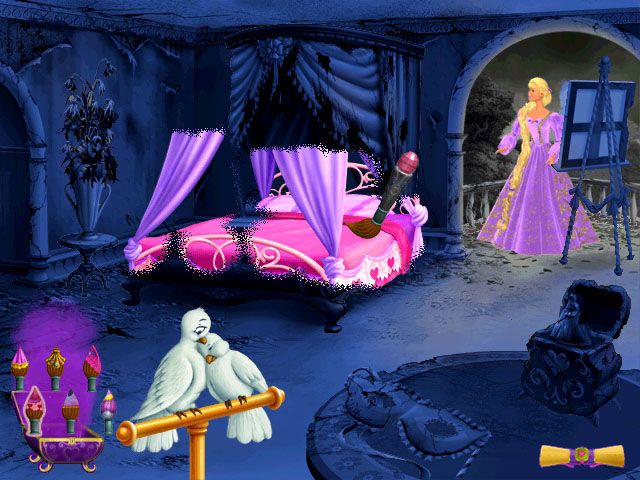 Barbie as Rapunzel: A Creative Adventure (Windows) screenshot: Restoring the bedroom.