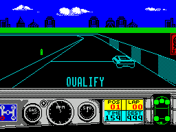 Days of Thunder (ZX Spectrum) screenshot: The start of the qualifying lap