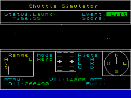 Shuttle Simulator (ZX Spectrum) screenshot: Moving into orbit