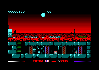 Switchblade (Amstrad CPC) screenshot: In-game; Nice upgraded graphics (Amstrad Plus/GX4000)
