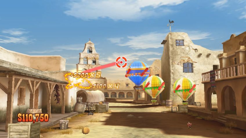 Wild West Guns (Wii) screenshot: Popping balloons