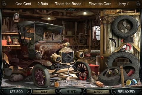 Escape Rosecliff Island (iPhone) screenshot: Garage - objects