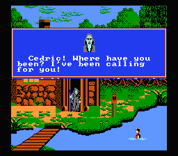 King's Quest V: Absence Makes the Heart Go Yonder! (NES) screenshot: Sir Graham listens to the conversation from the pool