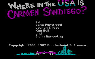 Where in the U.S.A. Is Carmen Sandiego? (DOS) screenshot: Title screen (CGA with RGB monitor)