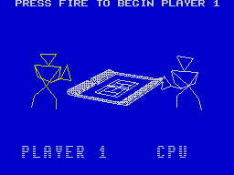 International 3D Tennis (ZX Spectrum) screenshot: The players face off against each other