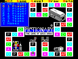 Pictionary: The Game of Quick Draw (ZX Spectrum) screenshot: Game options : number of players / teams