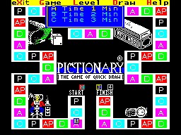 Pictionary: The Game of Quick Draw (ZX Spectrum) screenshot: Game options : difficulty level