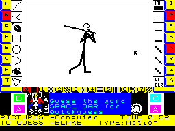 Pictionary: The Game of Quick Draw (ZX Spectrum) screenshot: The computer draws another picture, then another etc until the game is complete