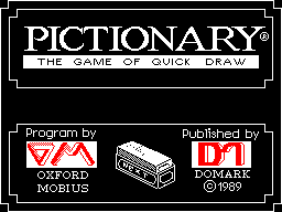 Pictionary: The Game of Quick Draw (ZX Spectrum) screenshot: This screen displays as the game loads