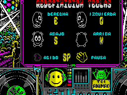 Toi Acid Game (ZX Spectrum) screenshot: Action keys can be re-defined to suit the players preferences