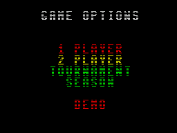 International 3D Tennis (ZX Spectrum) screenshot: The game's main menu screen