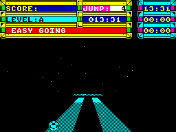 Trailblazer (ZX Spectrum) screenshot: It's getting narrow