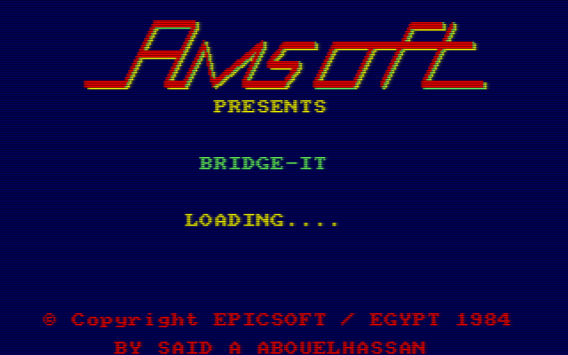 Bridge-It (Amstrad CPC) screenshot: This screen displays as the game loads