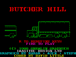 Butcher Hill (ZX Spectrum) screenshot: Start game or redefine keys