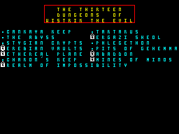 Realm of Impossibility (ZX Spectrum) screenshot: The thirteen levels