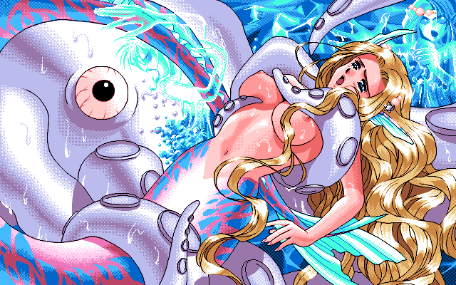 Rouge no Densetsu - Legend of Rouge (PC-98) screenshot: Unfortunately, they decided to include quite a lot of those disgusting tentacle rape scenes... much more explicit than in <moby game="branmarker 2"> Branmarker 2</moby>