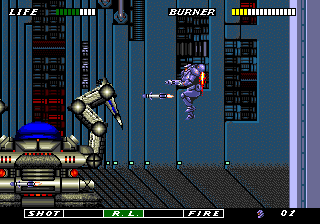 ESWAT: City under Siege (Genesis) screenshot: Mission 7 boss. Looks like a giant enemy crab