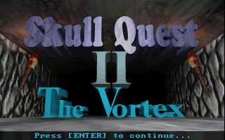 Skull Quest II: The Vortex (DOS) screenshot: The game's title screen