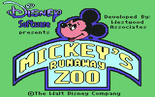 Mickey's Runaway Zoo (Commodore 64) screenshot: Title screen