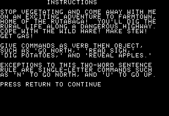 The Hangtown Trilogy (Apple II) screenshot: Home of the Rutabaga