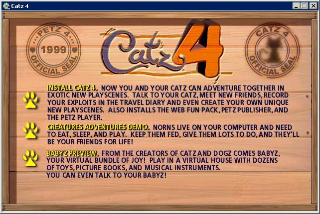 Catz 4 (Windows) screenshot: The PC Fun Club version comes with two game demos