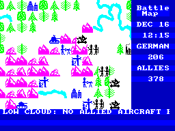 The Bulge: Battle for Antwerp (ZX Spectrum) screenshot: Bad weather will keep Allied air cover on the ground