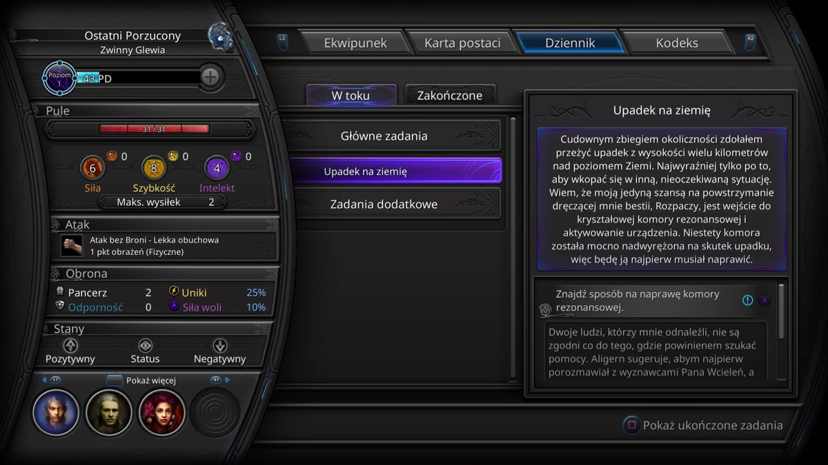 Torment: Tides of Numenera (PlayStation 4) screenshot: Journal