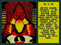 Iron Lord (ZX Spectrum) screenshot: Thankfully there's more. It seems as though Uncle is up to his tricks again.