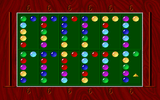 Kalah (DOS) screenshot: Starting the game with 6 balls in 6 boxes of each player